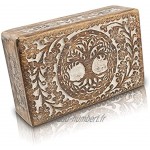 Boîte à bijoux décorative en bois faite à la main Arbre de vie sculpté Organisateur de bijoux Boîte à bijoux Boîte de rangement 20 x 12 cm Cadeau de pendaison de crémaillère