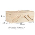 Boîte à couture en bois 5 compartiments Relaxdays pliable sans contenu poignée aspect naturel Dimensions : 12 x 26 x 15,5 cm