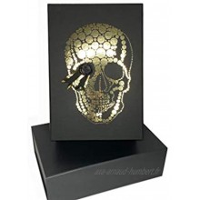 Boîte cadeau aimantée de qualité supérieure Prête à être décorée Motif tête de mort Format A4 33 x 22 x 10 cm Noir mat Sans effort Pour tous ceux qui ne veulent pas emballer.