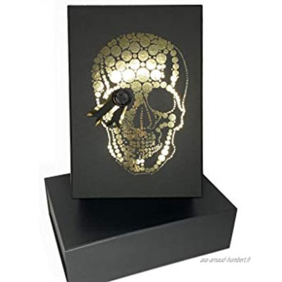 Boîte cadeau aimantée de qualité supérieure Prête à être décorée Motif tête de mort Format A4 33 x 22 x 10 cm Noir mat Sans effort Pour tous ceux qui ne veulent pas emballer.