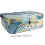 Emartbuy Lot de 3 Boîte-Cadeau Valise Rigide Imprimé Marbre Or Bleu Foncé et Fermoir en Métal