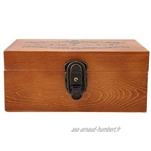HERCHR Boîte en Bois boîtes décoratives avec couvercles clés de Verrouillage boîte de Rangement en Bois décoration d'affichage de Style Vintage#01