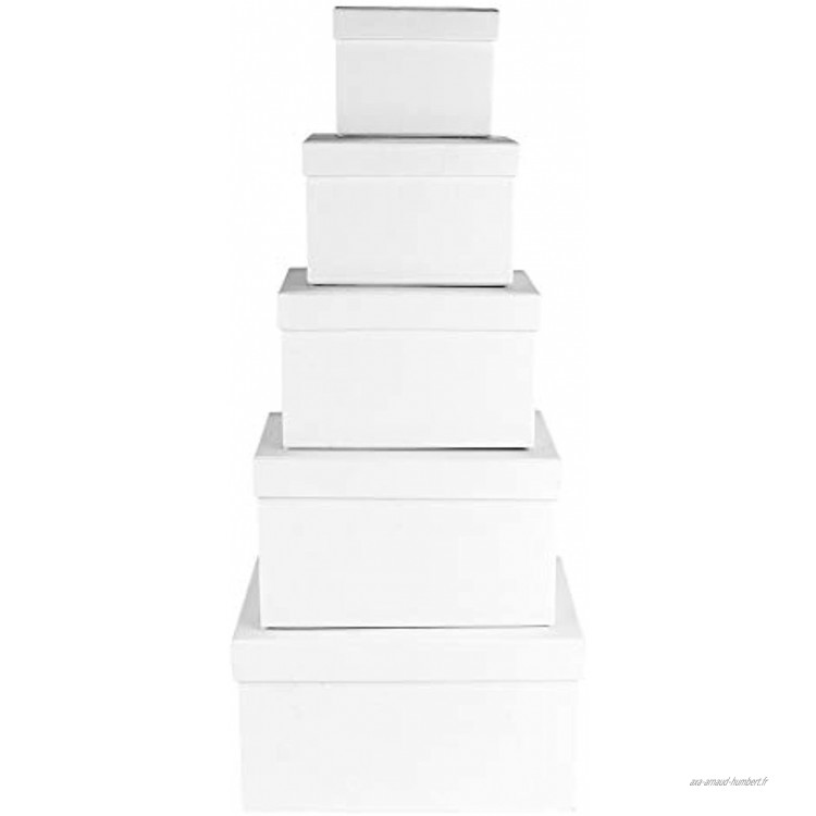 Ideen mit Herz Lot de 5 boites cadeaux avec couvercles 5 tailles différentes En carton solide Idéal pour anniversaire et mariage Rectangulaire de 8 à 18 cm