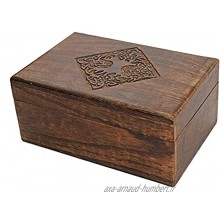 Indus Lifespace Boîte à bijoux en bois style campagnard avec motif celtique sculpté à la main