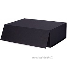 Noir Boîtes Cadeaux Vide avec Couvercles pour Mariage Anniversaire Noël 35,5 x 24 x 11cm Fermeture Magnétique Gaufrage de Tissu Boite Carton Cadeau Décorative Boîte de Présent