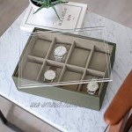 Stackers Boîte à montres 8 pièces avec couvercle en acrylique Vert olive