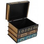 Yantan Boîte de rangement vintage en bois pour faux livre bijoux décoration décoration antique