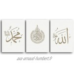 Affiche Islamique Arabe Nordique Chaud Affiche En Toile Tableau Islamique Et Allah Nom Calligraphie Peintures IntéRieur Chambre Decoration à La Maison 40x60cmx3 Pas De Cadre G18