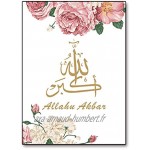 CNHNWJ Islamique Calligraphie Murale Art Rose Fleur Affiche et Musulman Toile Tableau Peintures Salon Decoration de La Maison Murale Tableaux 40x60 cm x 3 sans Cadre