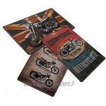 Plaques décoratives métalliques pour motos. Lot de 3 plaques vintage Décoration rétro de moto pour mur de salon bar atelier bureau Dimensions 20 x 30 cm.