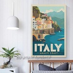 SDFGSD Affiche vintage Italie Amalfi Coast Poster décoratif sur toile Art mural Salon Chambre