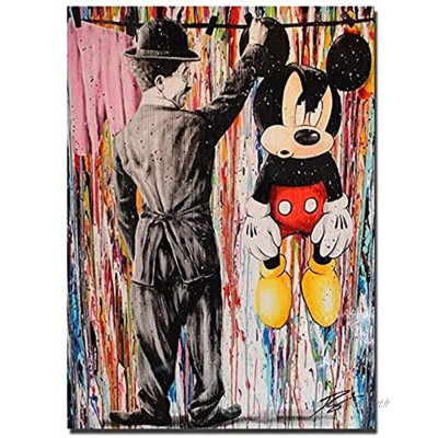 Tableau Graffiti Peinture Charlie Chaplin coloré Moderne avec emblématique Superman et Mickey Mouse Photos Street Graffiti Art Affiche HD Print Décor Murale sans Cadre A 60x90cm