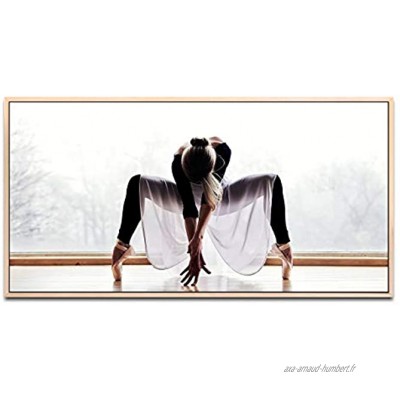 Tableau mural motif danseuse de ballet env. 130 x 70 cm Avec cadre pour joints d'ombrage Couleur naturelle Format XXL Décoration murale pour le salon ou la maison