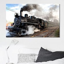 Train de locomotive à vapeur classique Impression sur Toile intissee Tableaux Decoration Murale Photo Image Artistique Sans cadre