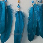 Abcidubxc Attrape-rêves à plumes bleues Carillon à vent 3 cercles Décoration murale pour chambre d'enfant Motif plumes bleues Attrape-rêves