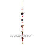 Door Hanging Decorative Five Hand Painted Elephant Stringed Together with Beads and Brass Bell Set of 2 pcs by Super India
