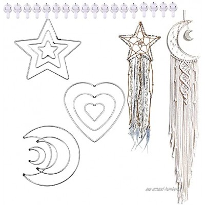 Lot de 18 anneaux en métal en forme d'étoile de lune attrape-rêves cercles macramé décoration murale