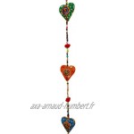 Rastogi Handicrtafts Décoration de porte en forme de cœur en coton avec perles et clochette Décoration indienne traditionnelle à suspendre 2 couches
