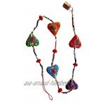 Rastogi Handicrtafts Décoration de porte en forme de cœur en coton avec perles et clochette Décoration indienne traditionnelle à suspendre 2 couches