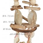 Relaxdays Carillon à coquillages attrape-rêves mobiles coquillages guirlande Décoration à suspendre bois flotté 107 cm