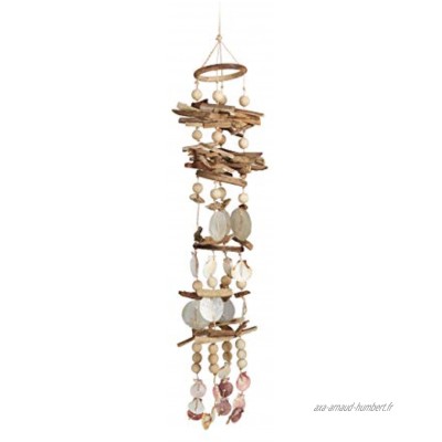 Relaxdays Carillon à coquillages attrape-rêves mobiles coquillages guirlande Décoration à suspendre bois flotté 107 cm