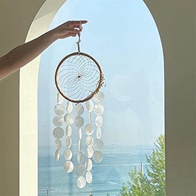 SWECOMZE Attrape-rêves carillon en nacre blanc naturel coquillage Capiz guirlande carillon décoration de fenêtre mobile pour fenêtre mur