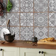 24 gris autocollants de carreaux adhésifs carrés plats de 15 x 15 cm avec motifs de carrelage pour salle de bain ou cuisine imperméable résistant aux huiles à partir de Tile Style Decals T1 Grey