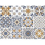 decalmile 12 Pièces Stickers Carrelage 15x15cm Jaune et Bleu Marocain Carrelage Adhésif Mural Cuisine Salle de Bain Carreaux de Ciment Mural Décoration