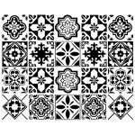 decalmile 20 Pièces Stickers Carrelage 15x15cm Classique Noir et Blanc Marocain Carrelage Adhésif Mural Cuisine Salle de Bain Carreaux de Ciment Mural Décoration