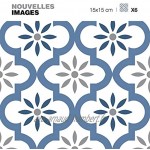 DRAEGER Carrelage Adhésif Mural Stickers Carrelage pour redécorer Facilement Votre intérieur Lot de 6 Carrés Adhésifs Motif Oriental Bleu 15 x 15 cm