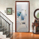 JJBWZX Stickers Porte 3D Trompe l'oeil Beaux Escaliers Blancs 88X200Cm Autocollant De Porte 3D Poster Papier Peint Auto-Adhésif Imperméable PVC Muraux pour Chambre Salon Cuisine Décoration