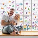 Autocollants de Fenêtre de Printemps de Taille Large Autocollants de Fenêtre de Papillon Fleur Autocollants Anti-Collision pour Décoration de Baby Shower Fournitures de Fête