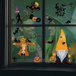 Autocollants de fenêtre déco Halloween décoration de gnome et araignée idées d'horreur d'Halloween imprimées recto-verso pour verre 9 feuilles d'autocollants statiques auto-adhésifs