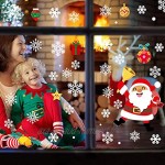 CENXINY Autocollants de Fenêtre de Noël 4 Feuilles 50 * 35CM Autocollants de Décoration de Noël Santa Arbre Flocon de Neige PVC Autocollants Réutilisables Bonhomme de Neige