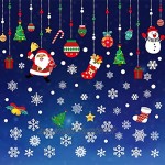CENXINY Autocollants de Fenêtre de Noël 4 Feuilles 50 * 35CM Autocollants de Décoration de Noël Santa Arbre Flocon de Neige PVC Autocollants Réutilisables Bonhomme de Neige