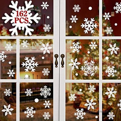 heekpek 162 Flocons de Neige Noël Autocollants Fenetre Amovibles Décoration Stickers Muraux pour Fenêtres Home Decor