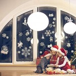JUN-H 218 PCS Vitrophanie Noel Decoration Autocollants pour Fenêtre de Noël Flocons de Neige Décoration de Fenêtre de Noël Pour Portes Vitrines Accueil Boutique Décorations
