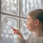 Kiiwah 313 Pièces de Flocon Neige Autocollants Fenêtre pour Décoration Noël Autocollants de Statiques pour Décoration Noel de Porte Fenêtre Domicile à Magasin Bureau