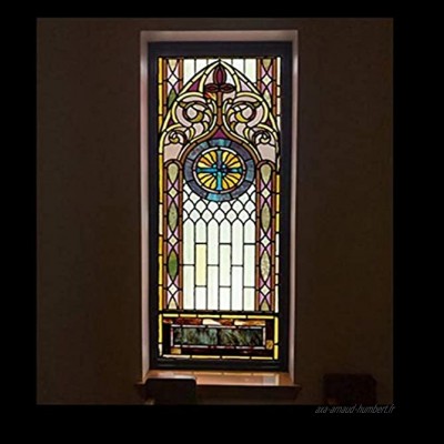 KUNHAN Film pour vitre Colle Cling givré vitrail Film église Feuille Livraison directe Maison décoratif fenêtre Autocollant