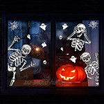 O-Kinee Halloween Stickers Fenêtre Autocollants 4PCS Halloween Decorationspour Fenêtre et Vitrine Autocollants Le Crâne pour Maisons hantées Halloween Party