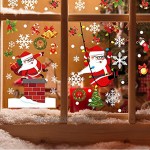 Qpout 190pcs Autocollants de fenêtre de Noël Autocollant de Verre de fenêtre d'arbre de Noël de Flocon de Neige de père Noël Autocollant de décoration de Verre de fête de fête de Vacances de Noël
