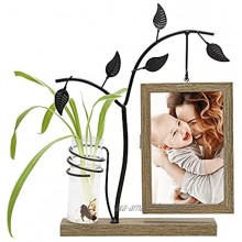 Afuly Cadre photo unique 10x15 en bois avec arbre en métal et vase affichage double face cadeau unique pour la fête des mères