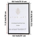 Cadre de certificat A4 Cadre photo en aluminium noir cadre photo pour décoration murale autoportant et montable lot de 4