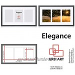GR8! ART Elegance Cadre photo pour photos avec 3 panneaux 10 x 15 cm – 40 x 22,5 cm Cadre photo noir en bois véritable – Design galerie avec passe-partout élégant.