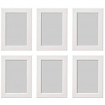 Ikea FISKBO Lot de 6 Cadres Photo Blanc 10 x 15 cm Carton Panneaux de Fibres Aluminium Plastique polystyrène Peinture Blanc 10x15cm