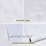 CiCiwind Papier Peint en Marbre Blanc Mural pour Salle de Bain Cuisine Frigo Stickers Meubles Décoratif Durable Amovible Film Adhésif en PVC pour Table Armoire 40 * 200cm