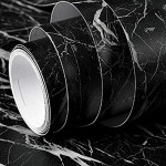 Fantasnight Papier Adhesif pour Meuble Marbre Noir 40×300cm Stickers Porte Vinyle Trait Gris Marbre Papier Autocollant Utilisé Dans la Cuisine Chambre Salon Comptoir Table