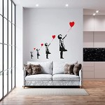 Gesar Sticker Bansky Fille avec ballon Autocollant mural Vinyle Idéal pour décorer des murs Autocollant intérieur design Couleur comme sur la photo 60 x 134 cm