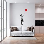 Gesar Sticker Bansky Fille avec ballon Autocollant mural Vinyle Idéal pour décorer des murs Autocollant intérieur design Couleur comme sur la photo 60 x 134 cm