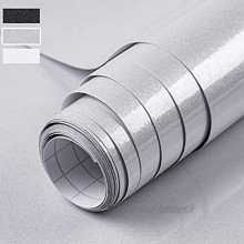 Niviy Papier Adhesif pour Meuble 40 cmx300 cm Gris Sticker Meuble Papier Peint Adhesif de PVC Imperméable Rouleau Adhesif pour Meuble
